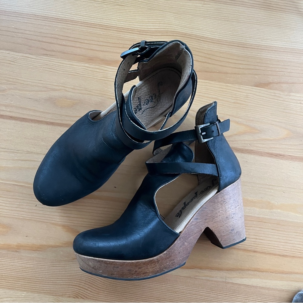 Free People Leather Ankle Strap Clog